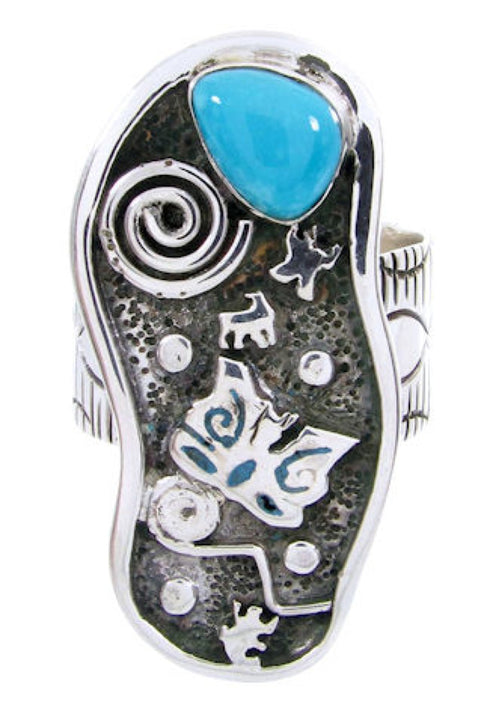 Turquoise Butterfly Southwest Jewelry Silver Ring Size 6-1/4 MW66883
